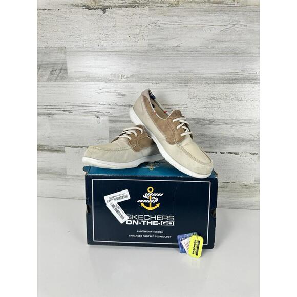 Skechers Women's Go Walk Lite Textile Boat Shoe, Size 12- 136070/NAT - Picture 1 of 15